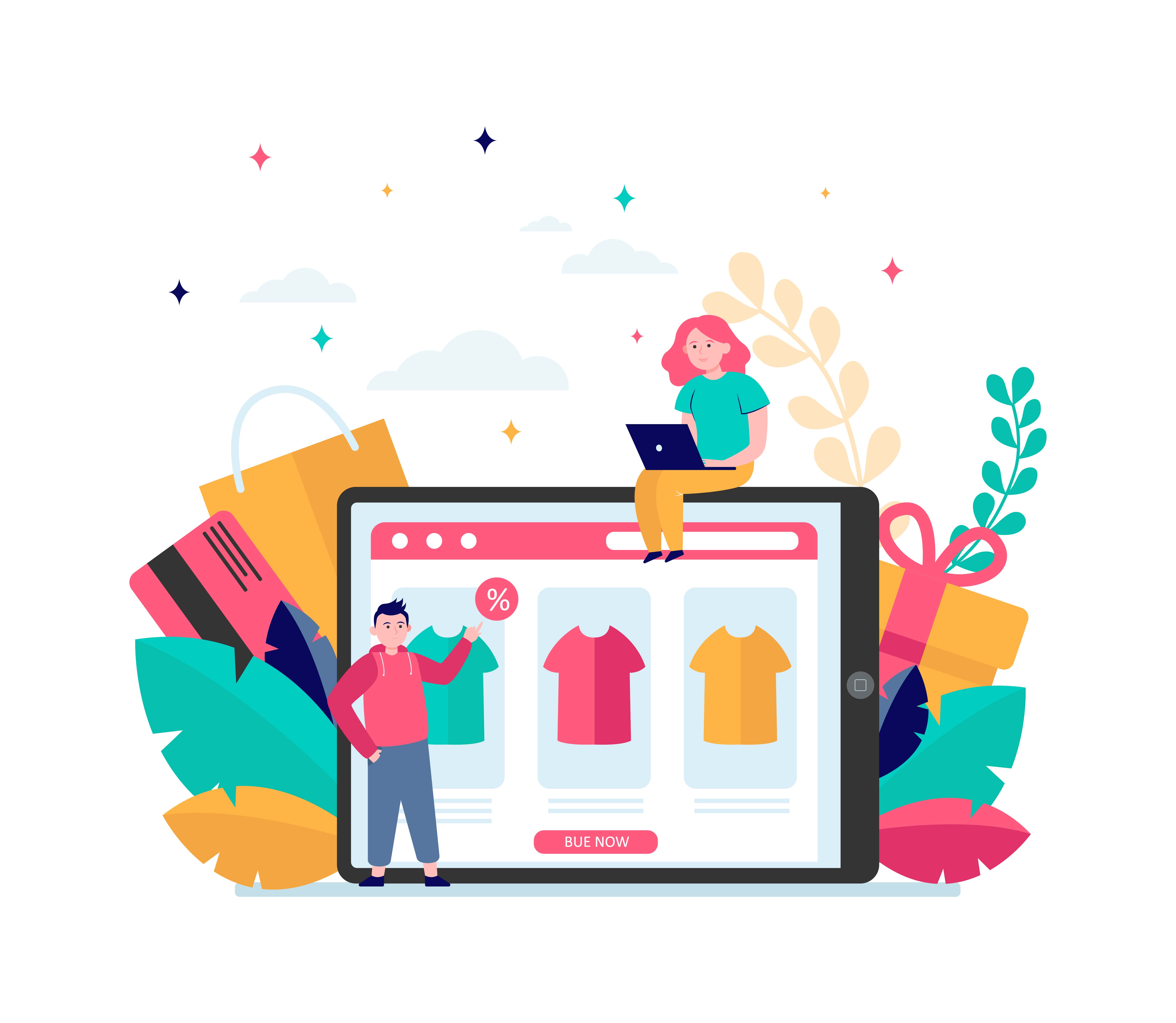 تصویر یک سایت فروشگاه اینترنتی لباس در یک تبلت